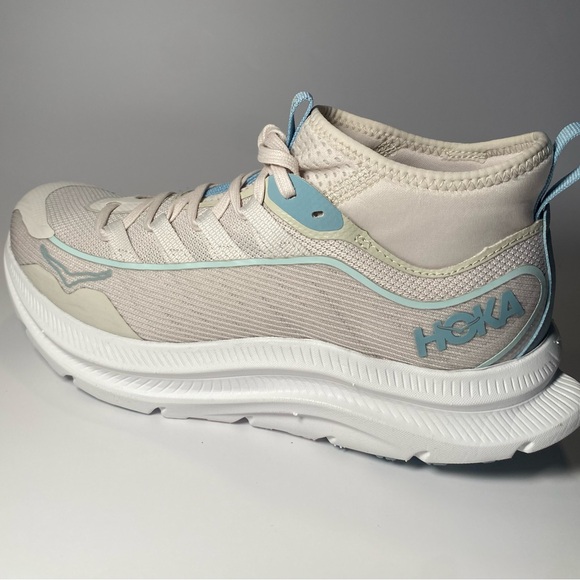 Hoka Beige and Light Blue Running Shoes - Picture 4 of 13